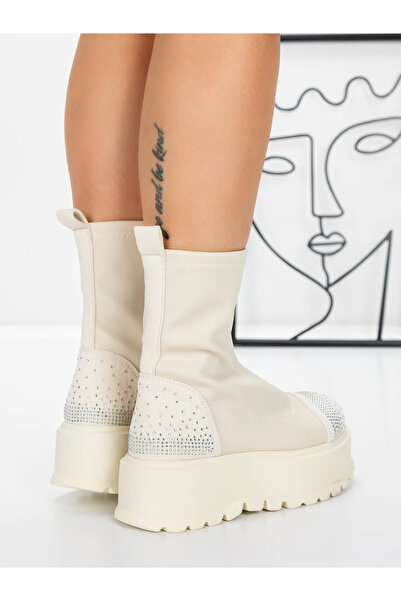 mei Women's Platform Boots 3AL78 Beige