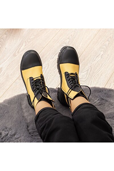 mei Γυναικείες Μπότες NX121 Μαύρο-Κίτρινο