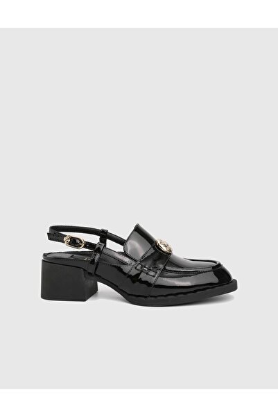 İLVİ Luter Genuine Patent Leather Black Women's Heeled Sandals