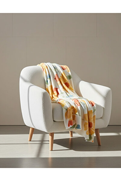 REDTAG Ivory Floral Printed Fleece Blanket (Single Size)
