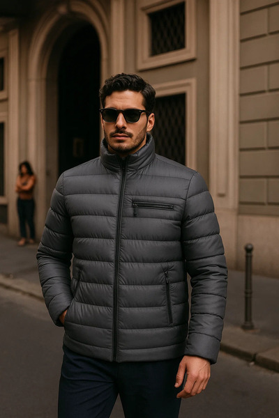 comstar Men's Comfort Zippered Casual Winter Smoked Puffer Jacket