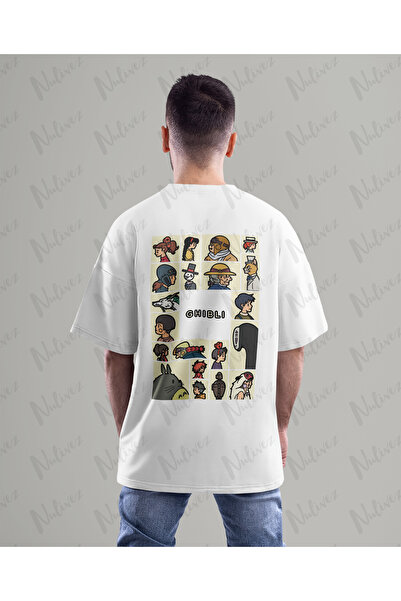 Nulivez Anime Studio Ghibli Design Back Printed High Quality Compact Unisex Oversized T-Shirt