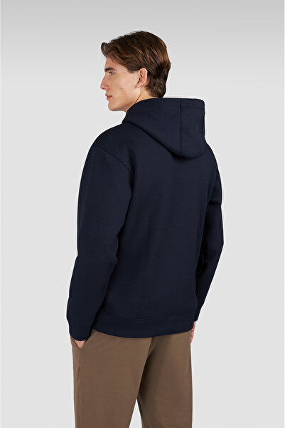 PAUL&SHARK Men's Regular Fit Hooded Collar Shark Logo Detailed Long Sleeve Navy Blue-Gold Sweatshirt 15311851-50E