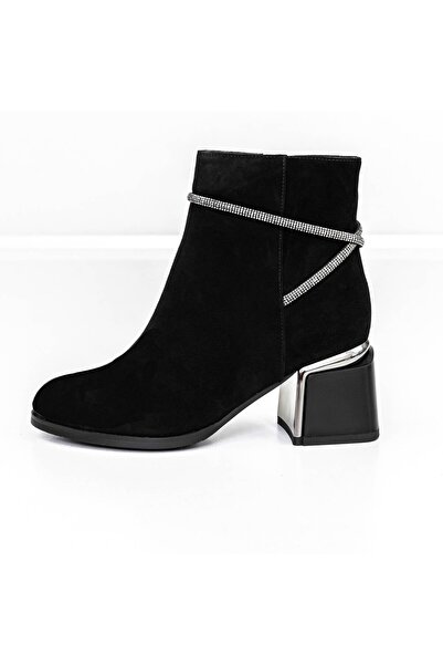 Jose Simon Γυναικεία μποτάκια με χοντρό τακούνι M07-01A Μαύρα