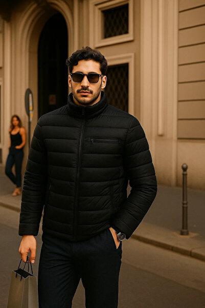 comstar Men's Comfort Zippered Casual Winter Black Puffer Jacket