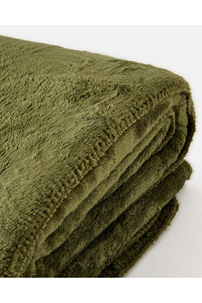 REDTAG Green Plush Blanket (Double Size)