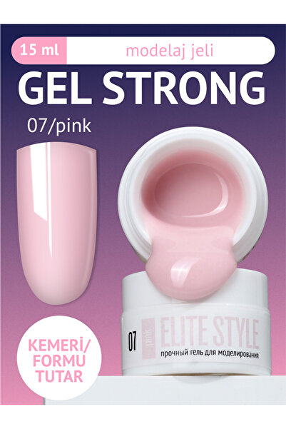 ELİTE STYLE Kalıcı Oje Strong Jel 07 (15 gr) – Pembe Yapılandırıcı Tırnak Jel...