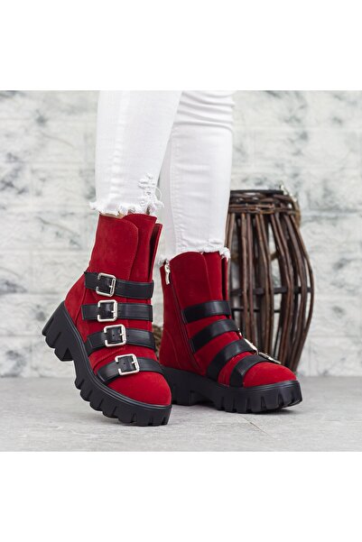 mei Women's Boots 2MX381A Red-Black