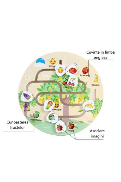 TEONA CONCEPT Labirint de fructe din lemn Montessori - Jucărie educativă pentru abilități motorii pentru bebeluși