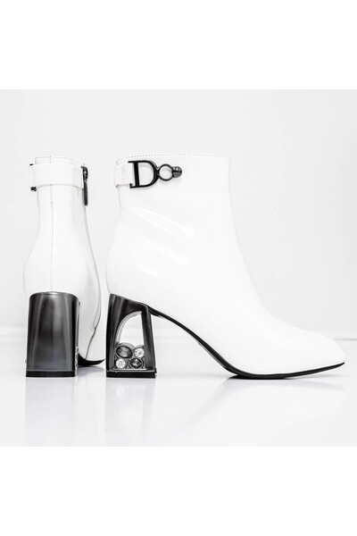 Jose Simon Γυναικεία μποτάκια με χοντρό τακούνι K9196-1D Κρεμ