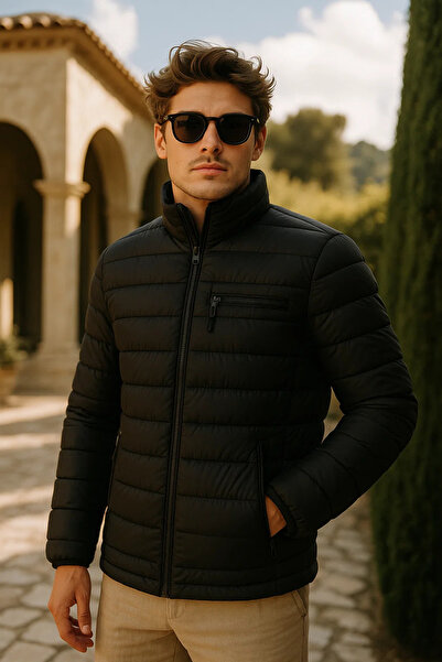 comstar Men's Comfort Mock Neck Casual Winter Black Puffer Jacket