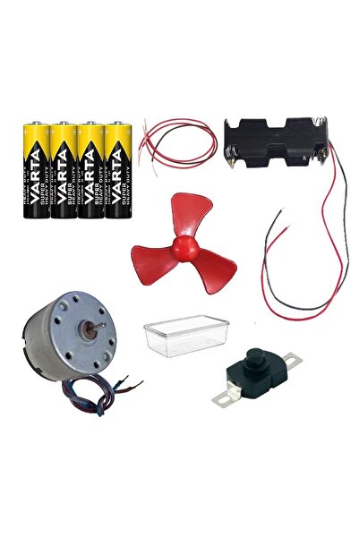 Devre Dünyası Kutulu DC 6V Güçlü Hobi Oyuncak Motoru Pervane Anahtar Pil Öğrenci Elektrik Motor Deney Seti