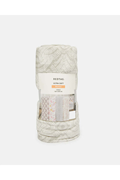 REDTAG Grey Printed Blanket (Single Size)
