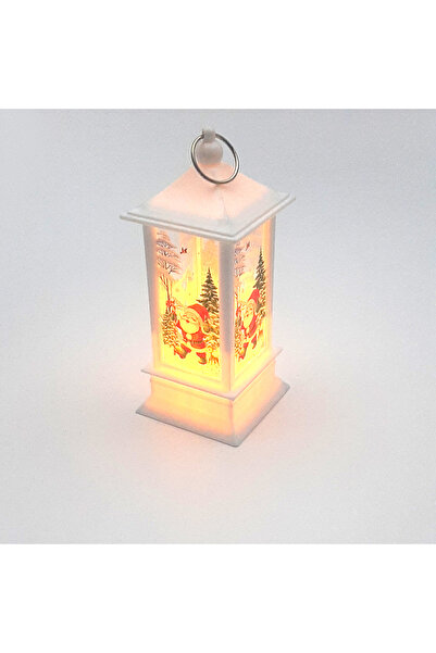 Bimotif New Year's Decoration Lantern, Led Night Light, 12.5 cm White Santa Claus