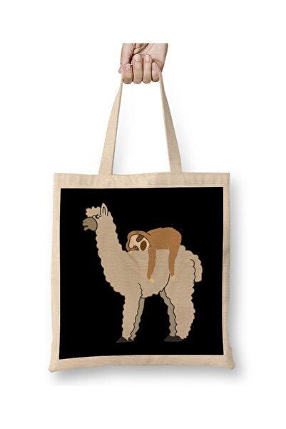 Generic Brand Sloth Riding Llama Adorable Llama & Sleepy Sloth Tote Bag Long ...