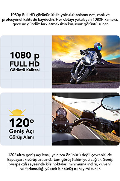 mimtec 1000m Kameralı İnterkom - Bluetooth 5.3 Su Geçirmez Motosiklet Kask Kulaklık 32 GB Hafıza Kartı