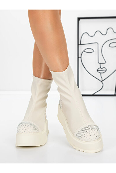 mei Women's Platform Boots 3AL78 Beige