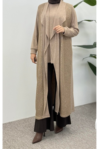 FUAT GÜRSEN Fuat Gürşen 4710 Knitted Sequin Detail Two-Piece Set