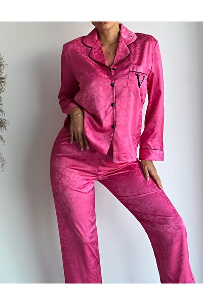 Elia Swimwear Two-Piece Satin Pajamas Pink Luxury Deli