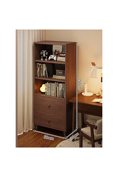 KEKE Multi Layer Storage Bookshelf Rack Stylish Living Home Storage & Display Cabinet 50cm Brown Color