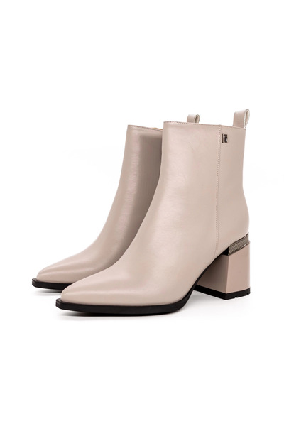 advancer Γυναικεία Μποτάκια με Χοντρό Τακούνι K10431 Κρεμ