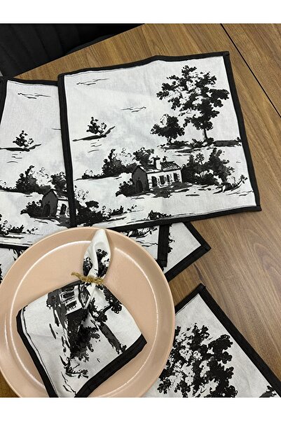 Elvya Toile De Jouy Monet American Service Set of 6 |   35X45 cm |   100% Cotton Digital Printed |   Country Style