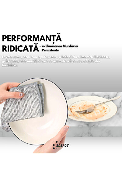 SDEPOT Set of 5 double-layer dishcloths, made of abrasive fiber, silver