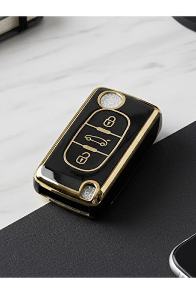 Lanitra غطاء مفتاح أسود لسيارات بيجو سيتروين 207 و307 و308 و406 و407 و5008 و6...