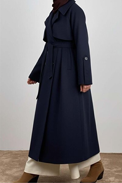 ANDE Rüzgarlıklı Kruvaze Kaban - Lacivert