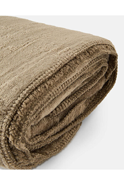 REDTAG Taupe Plush Blanket (Double Size)