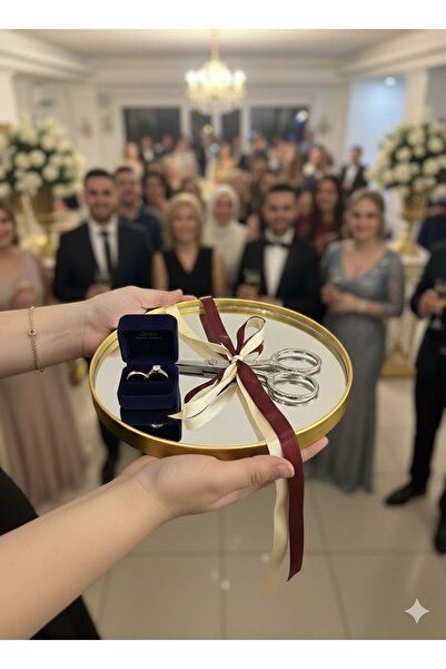 Arma House Servis Sunum Tepsisi Gold Lüks Organizer Söz Nişan Kahve Tepsisi