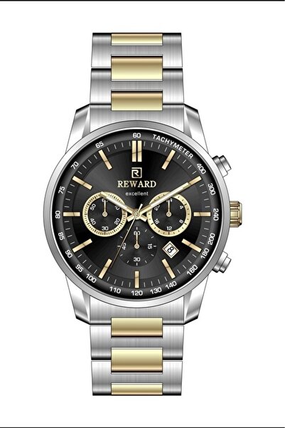Reward ساعة يد رجالية بسوار فضي ذهبي من الفولاذ طراز LA146768