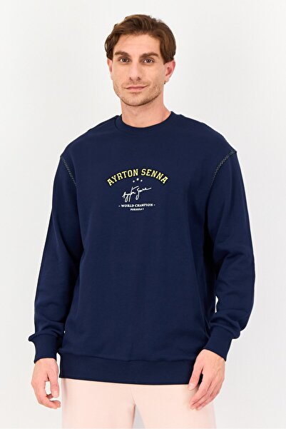 Puma X Senna Men Sportswear Fit Long Sleeve outdoor Sweatshirt, Navy