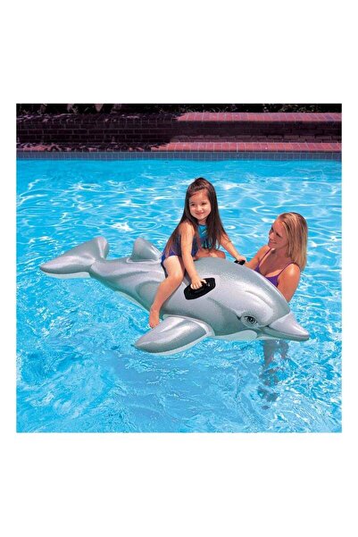 Intex Inflatable Great Dolphin Ride-On Pool Beach Lake Float Fun Toy For Kids 175x66cm