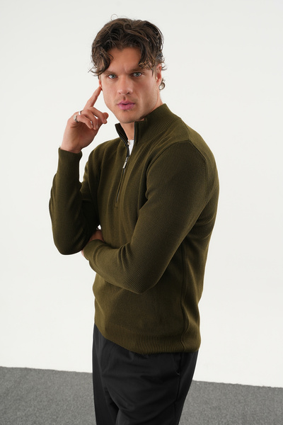 No Way Men's Regular Fit Half Zip Basic Knit Sweater