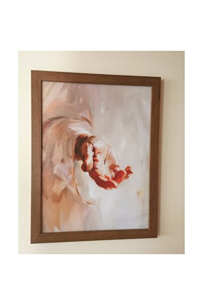 OEM Pictură ilustrată creștină – Isus întinzând mâna, 45 x 35 cm (ramă stejar...