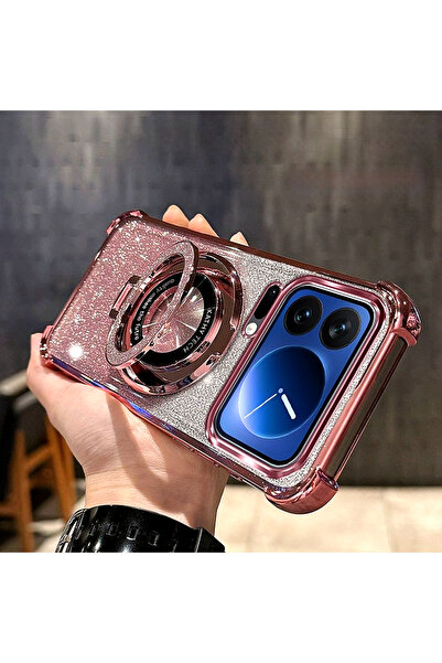 Generic Magnetic Glitter Case for Xiaomi 17 Pro Max，Sparkly Kickstand，Luxury Gradient Shockproof Back Cover