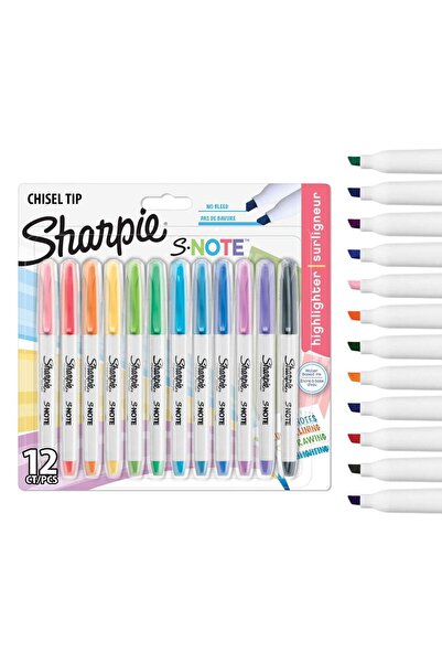 Sharpie S-Note Creative Marker Pen Set – 12 Pastel Colours, Chisel Tip