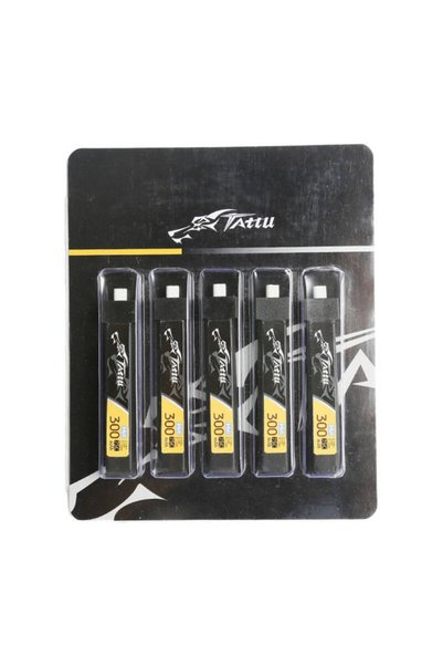 TATTU Battery LiPo 300mAh 3.8V 75C 1S1P HV BT2.0.5 (5 pcs)