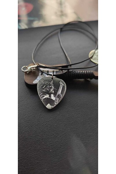 penakolik Kedi Pena Kolye Gitar Çalan Kedi Pena Gümüş Renk Mukemmel Tasarım M...