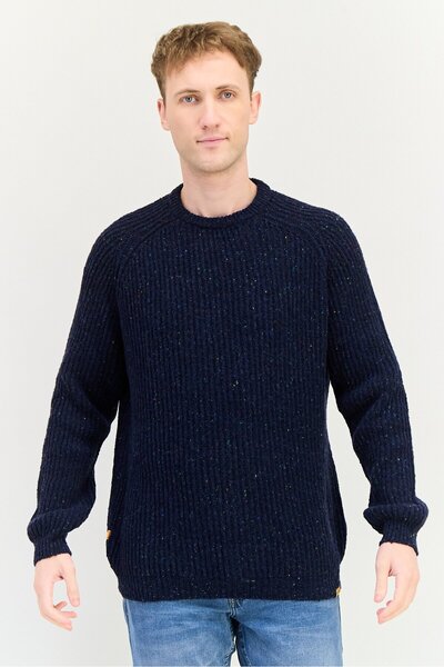 Timberland Men Crew Neck Textured Sweater, Navy