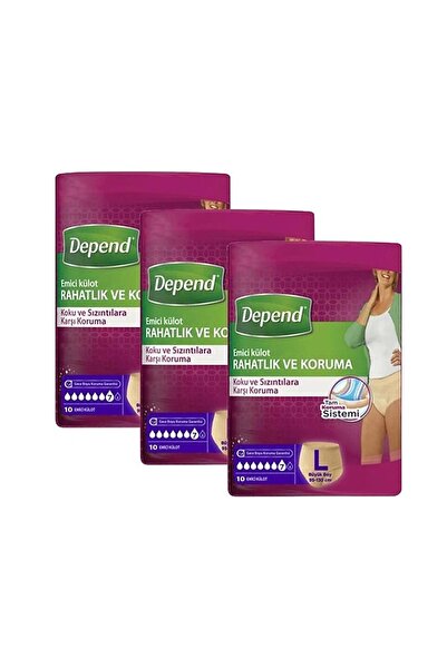 Depend Kadın Emici Külot Large 10'lu - 3 Adet