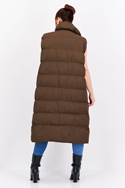 Threadbare Women Quilted Oversized Puffer Vest Jacket, Chocolate