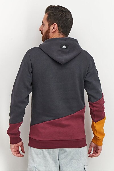 adidas Men Sportswear Fit Long Sleeve Running Sweatshirts , Grey/Maroon Combo