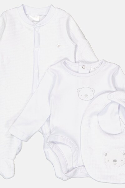 Rock A Bye Baby Boutique Toddlers Boy 3 Pieces Long Sleeve Bodysuit Romper Set, Pale Blue