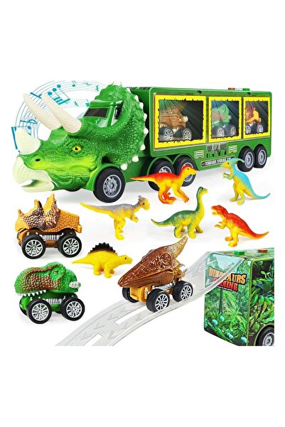 TOY GARDEN Dinosaur Toy Truck with Dinosaur Cars and Launcher Track - Lights & Music (Ages 3-8)