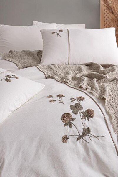 Çeyiz Diyarı Vera 7 Piece 100% Cotton Double Pique Duvet Cover Set Mink