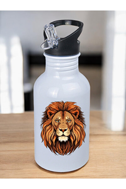lili hediyelik Lion Theme Water Bottle - Water Bottle for Adults, Adult Water Bottle, Adult Flask
