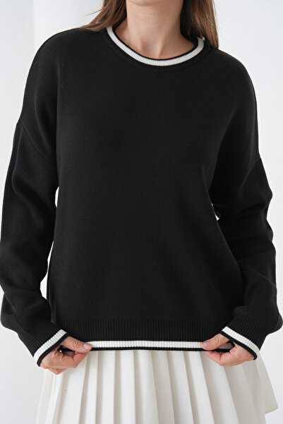 Park Karon Women's Crew Neck Soft Textured Oversize Knitwear Sweater