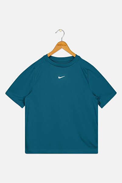 Nike تي شيرت رياضي للأولاد بأكمام قصيرة مناسب للأنشطة الخارجية، لون أخضر مزرق